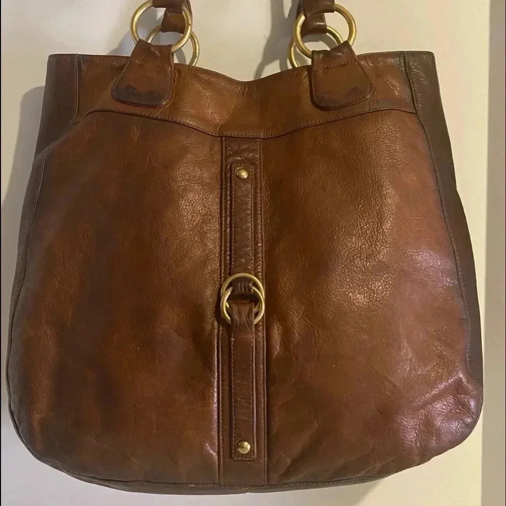 Rachel Nasvik brown distressed leather tote bag